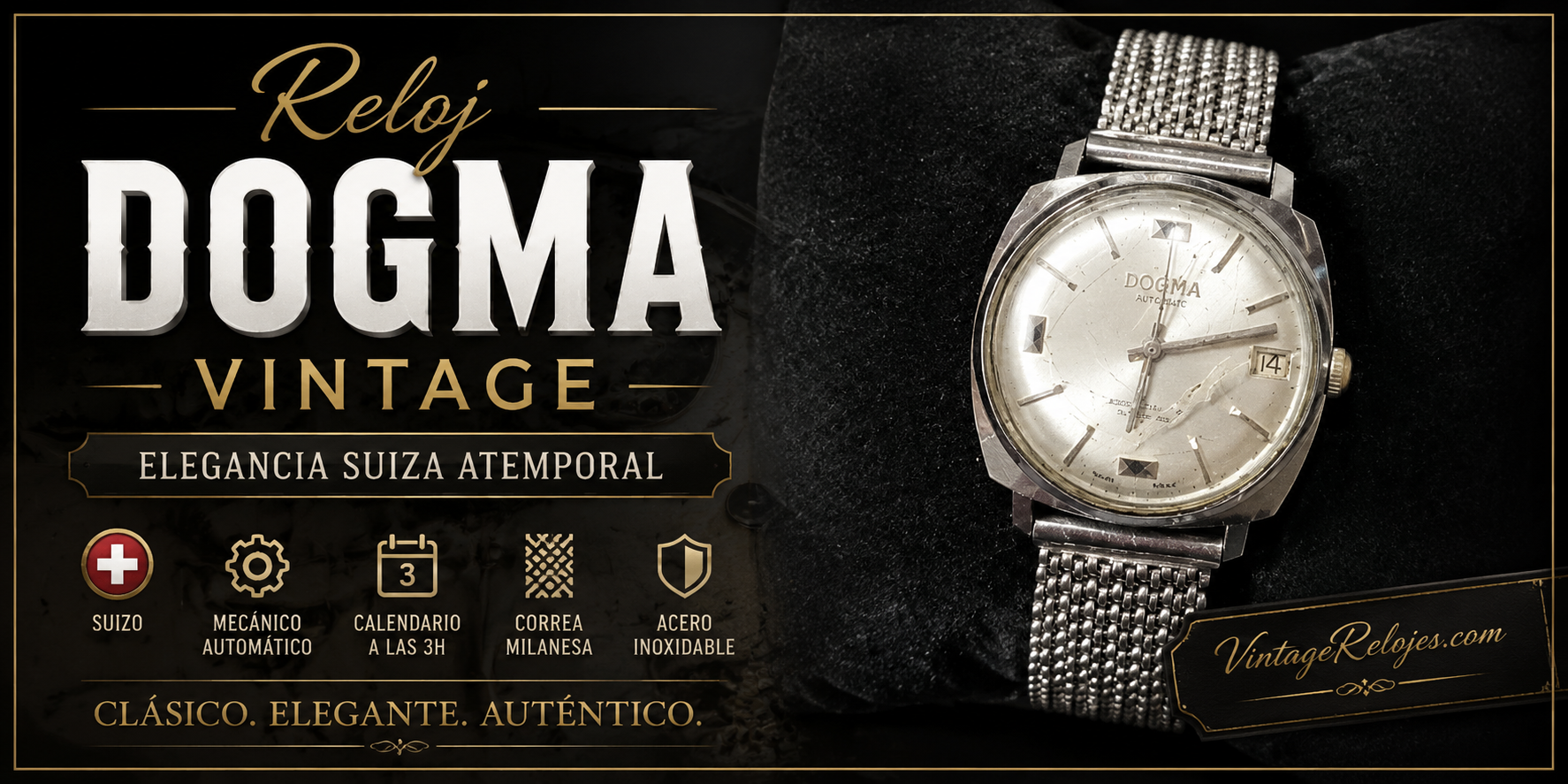 Reloj Dogma, Vintage para Mujer, Mecanismo Suizo de Acero